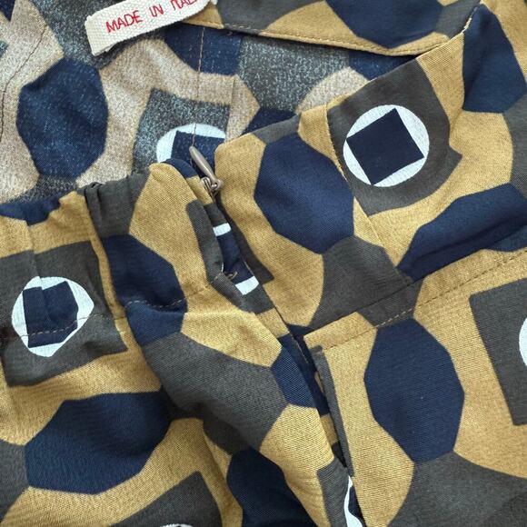 Marni Tan Blue Geometric Pattern Skirt Side Pockets Size 40 - Picture 5 of 9